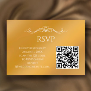 Modern Gold Gradient Custom QR Code Wedding RSVP Card