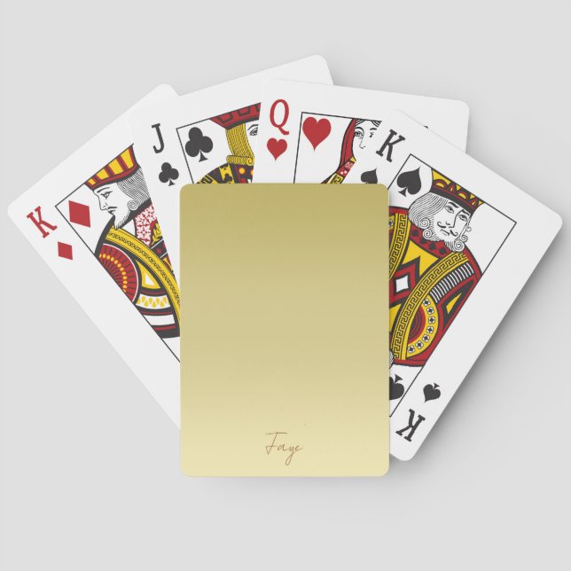 Modern gold gradient Luxury typography name Playing Cards (Back)