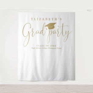 Modern Gold Graduation Party Photo Backdrop Tapestry