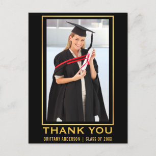 Modern Gold Graduation Photo Thank You Postcard
