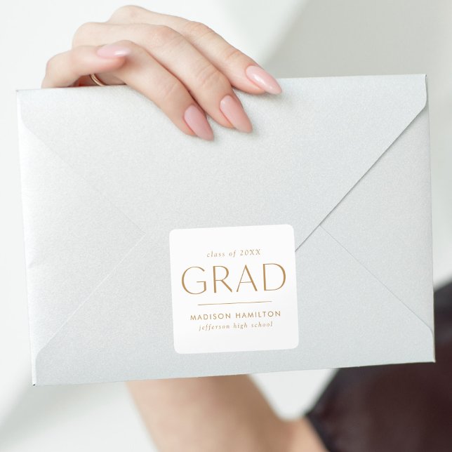 Modern Gold Graduation Square Sticker (Creator Uploaded)