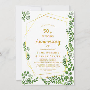 Modern Gold & Green 50th Anniversary Invite