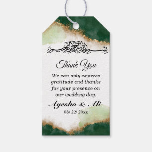 Modern Gold Green Agate Islamic wedding Gift Tags