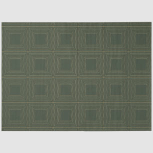 Modern Gold Green Geometric Squares Christmas Tissue Paper