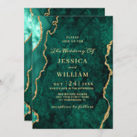 Modern Gold Green Marble Agate Wedding