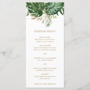 Modern Gold Greenery Tropical Wedding Menu