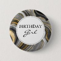 Modern Gold & Grey Agate Geode Birthday Girl