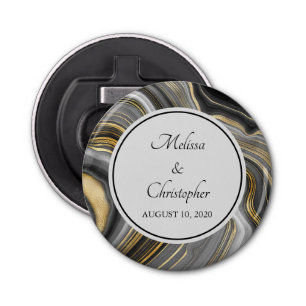 Modern Gold & Grey Agate Geode Bottle Opener