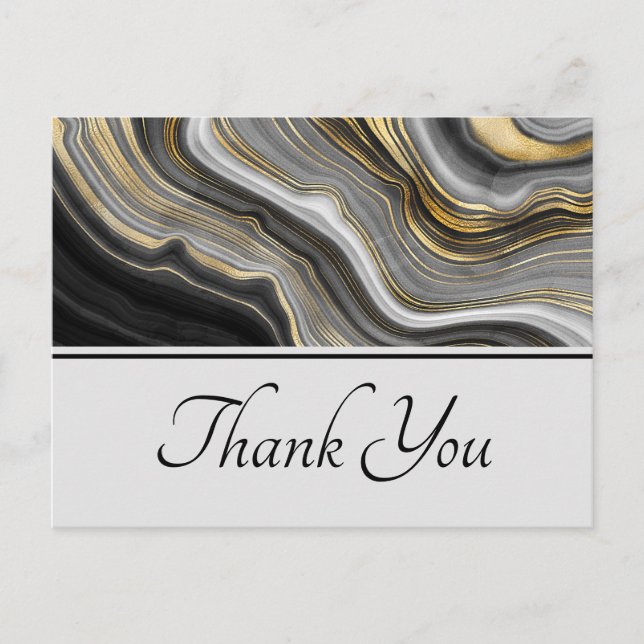 Modern Gold & Grey Agate Geode Gemstone Thank You Postcard (Front)
