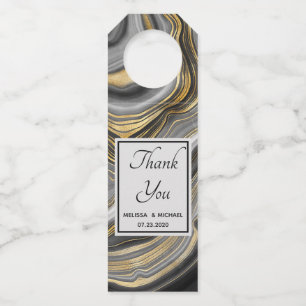 Modern Gold & Grey Agate Geode Wedding Bottle Tag
