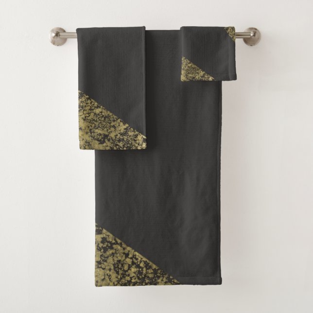 Modern Gold & Grey Chic Bath Towel Set (Insitu)