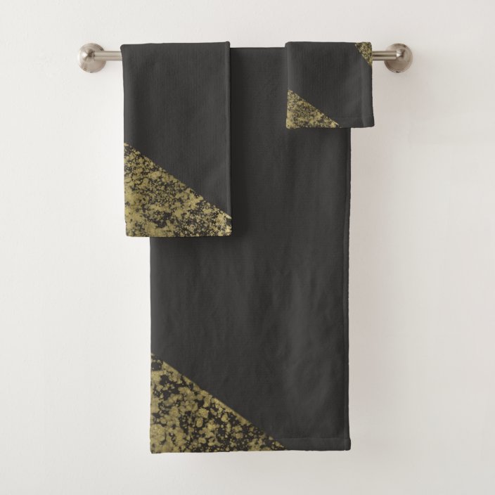 Modern Gold & Grey Chic Bath Towel Set Zazzle.co.uk