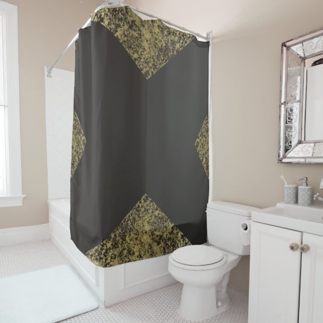 Modern Gold & Grey Chic Shower Curtain (In Situ)