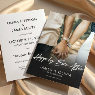 Modern Gold Hand-Lettered Photo Happily Ever After Save The Date