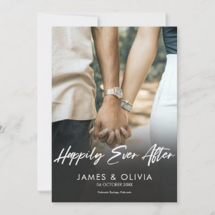 Modern Gold Hand-Lettered Photo Happily Ever After Save The Date