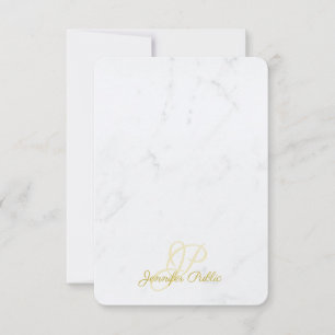 Modern Gold Handwritten Script Name Elegant Marble Card
