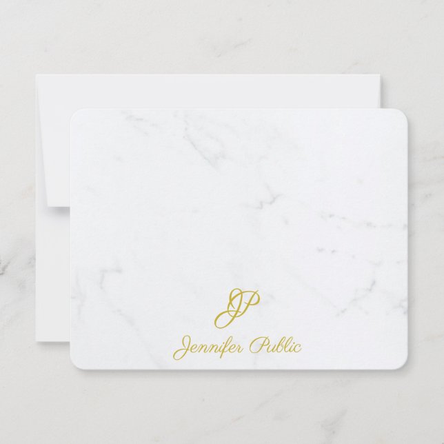 Modern Gold Handwritten Script Name Stationery Card (Front)