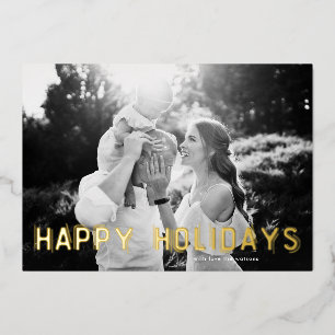 Modern GOLD Happy Holidays Photo Christmas Foil Holiday Card