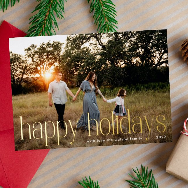 Modern GOLD Happy Holidays Photo Foil Holiday (Creator Uploaded)