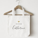 Modern Gold Heart Bridesmaid Tote Bag<br><div class="desc">Custom-designed tote bag for your bridesmaid featuring personalised name in modern hand calligraphy with gold heart design.</div>