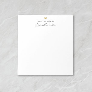 Modern Gold Heart Calligraphy Name Notepad