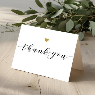 Modern Gold Heart Folded Wedding Thank You Card
