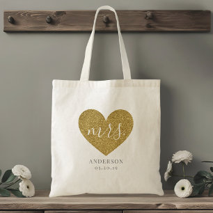 Modern Gold Heart Future Mrs. Tote Bag