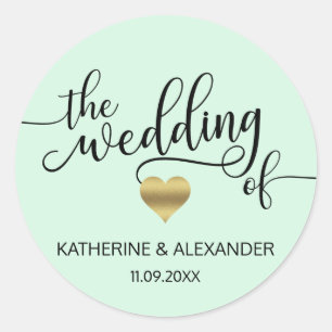 Modern Gold Heart MINT Green THE WEDDING OF Seals