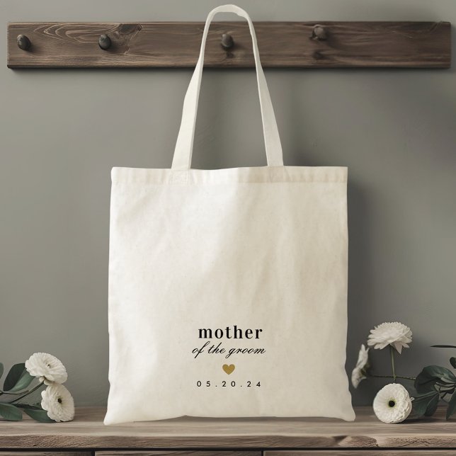 Modern Gold Heart Mother of the Groom Gift Tote Bag (Creator Uploaded)