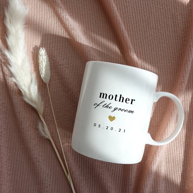 Modern Gold Heart Mother of the Groom Wedding Gift Coffee Mug (Creator Uploaded)