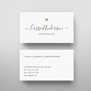 Modern Gold Heart Personalised Business Card