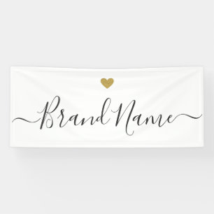 Modern Gold Heart Personalised Business Logo Name Banner