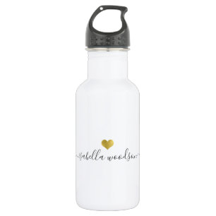 Modern Gold Heart Script Name  532 Ml Water Bottle