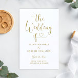 Modern Gold Heart Script Wedding Ceremony<br><div class="desc">Modern wedding ceremony sheet programs feature a stylish antique gold typography design with chic calligraphy script and a heart accent. The simple and elegant custom text that can be personalised for your bridal party, ceremony information, and thank you message. Note: these text weight paper programs arrive flat and require folding...</div>