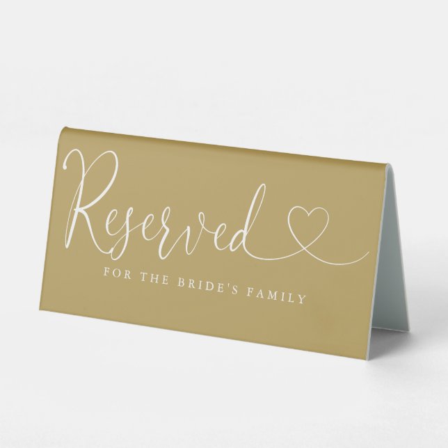 Modern Gold Heart Script Wedding Reserved (Front)