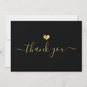 Modern Gold Heart Thank You Script Invitation