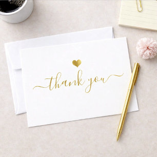 Modern Gold Heart Thank You Script Invitation