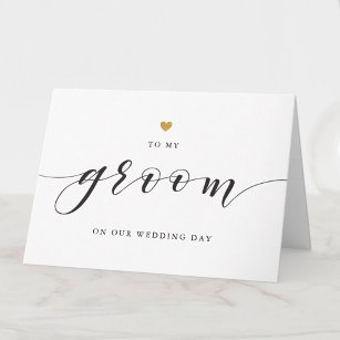 Modern Gold Heart to My Groom on Our Wedding Day Thank You Card