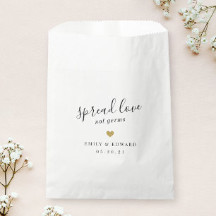 Modern Gold Heart Wedding Bridal Shower Face Mask Favour Bags