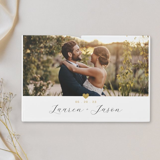 Modern Gold Heart Wedding Photo Guest Book (Creator Uploaded)