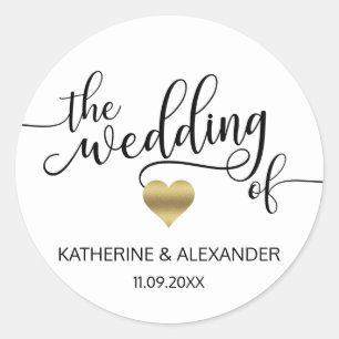 Modern Gold Heart White THE WEDDING OF Seals