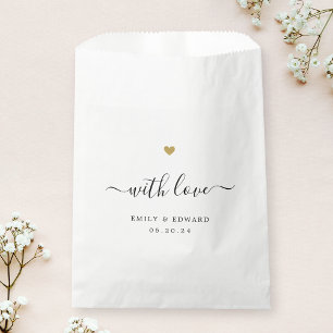 Modern Gold Heart with Love Wedding Favour Bags