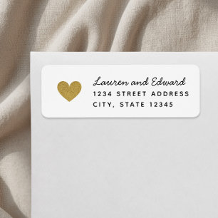 Modern Gold Hearts Wedding Return Address
