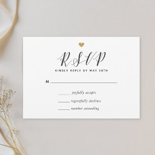 Modern Gold Hearts Wedding RSVP Card