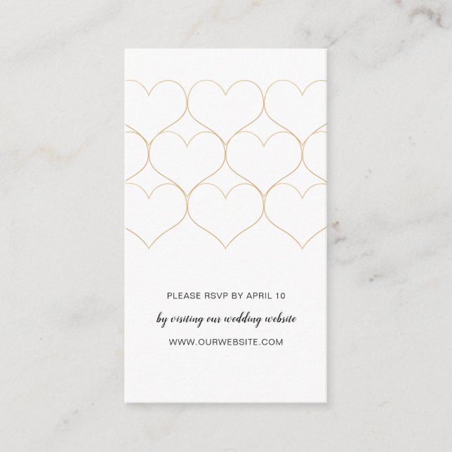 Modern Gold hearts wedding rsvp online card (Front)