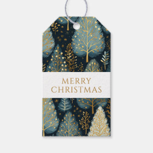 Modern Gold Holiday Forest Merry Christmas Gift Tags