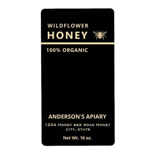 Modern  gold honey bee honey jar (Front)