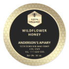 Modern gold  honeybee honey jar label