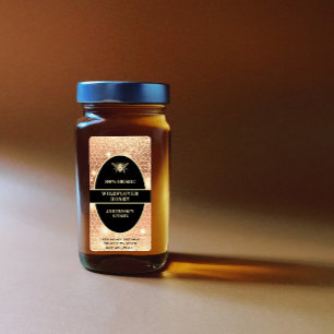 Modern gold honeybee honey jar label