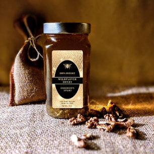 Modern gold honeybee honey jar label
